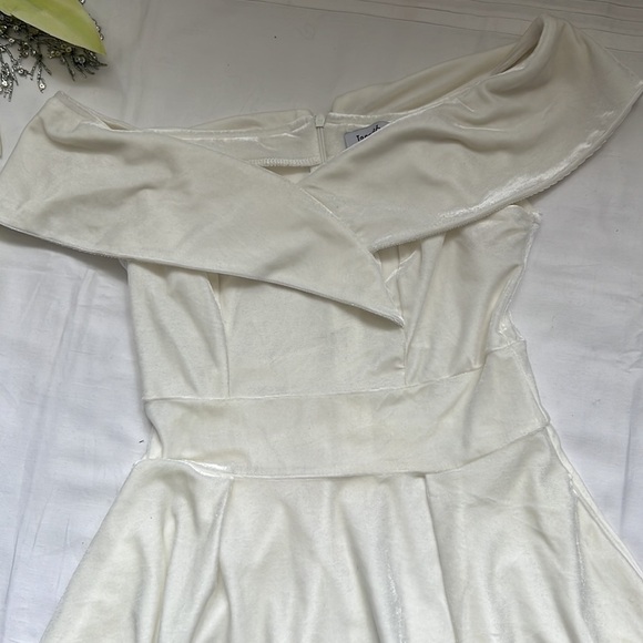 ⭐️jasambac Off Shoulder Velvet High Low Hem A-Line Party Cocktail Dress⭐️ - Picture 6 of 10